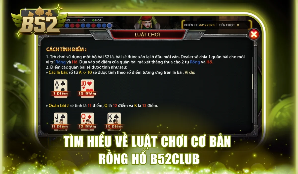Tìm hiểu về luật chơi cơ bản Rồng Hổ B52Club